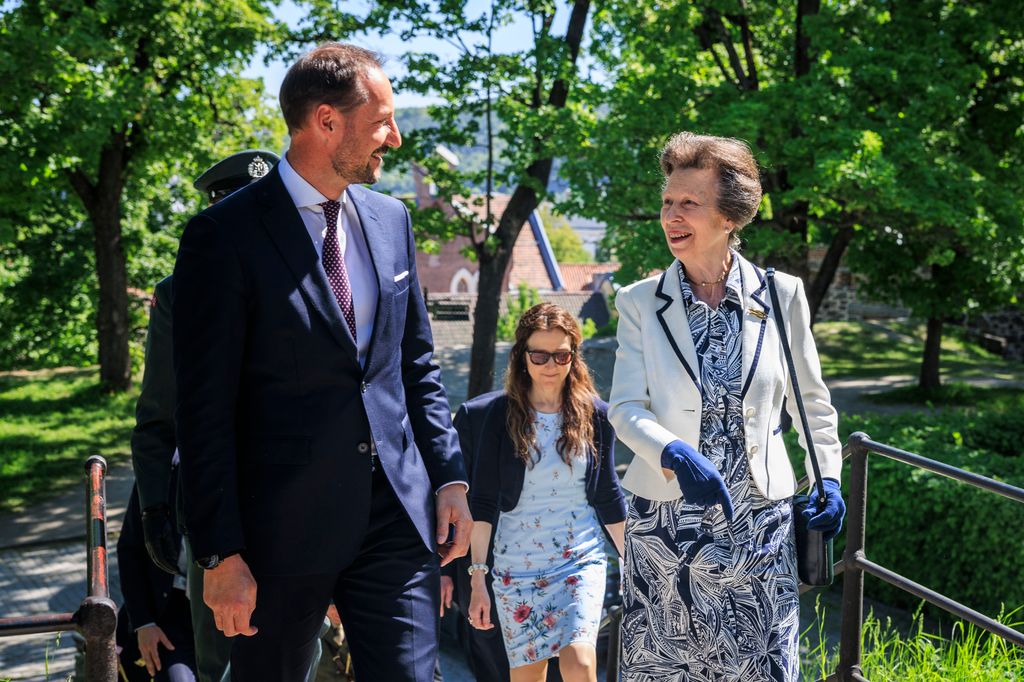 Princess Anne and Crown Prince Haakon at the museum in Oslo