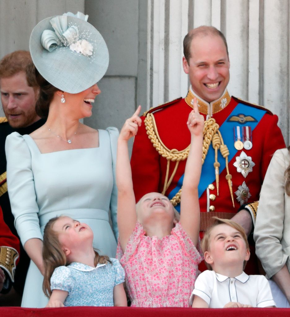 Kate Middleton and Prince William laughing on balcony at Trooping the Colour 2018