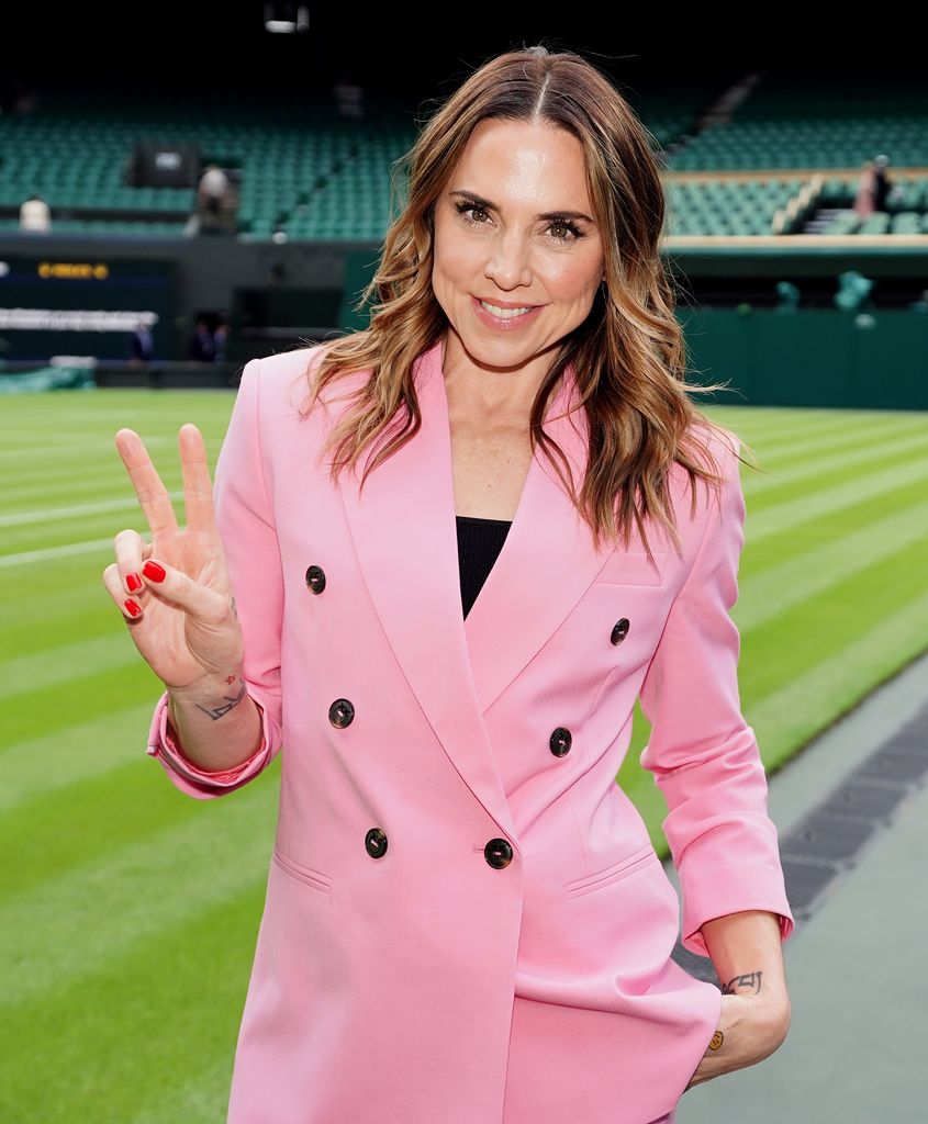 Mel C at Wimbledon in a pink suit