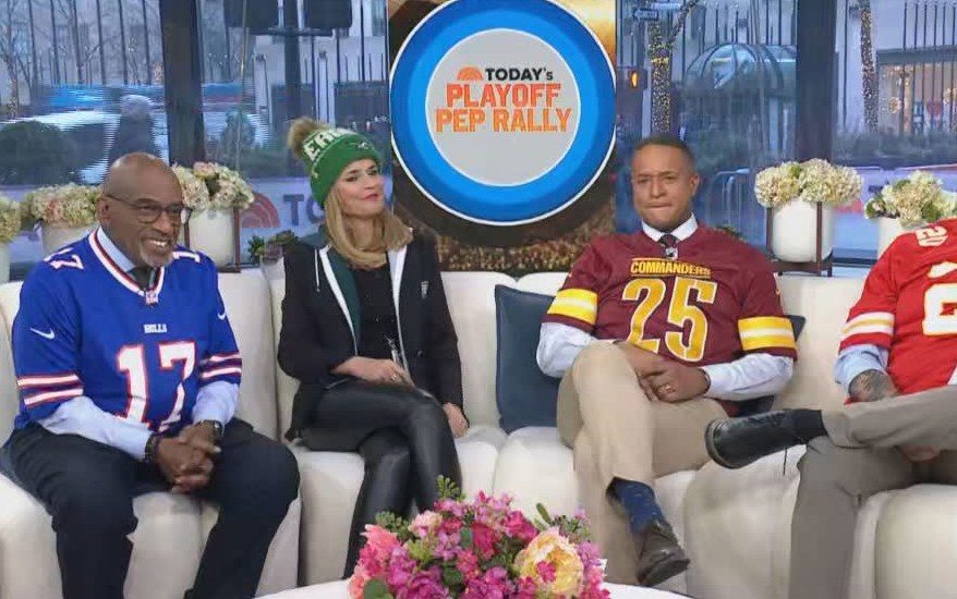 Al Roker, Savannah Guthrie and Craig Melvin in NFL jerseys
