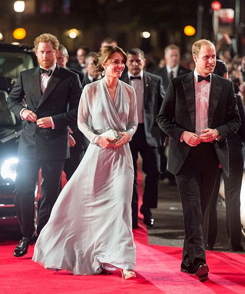 Prince Harry, Princess Kate and Prince William arrive at the premiere of Spectre