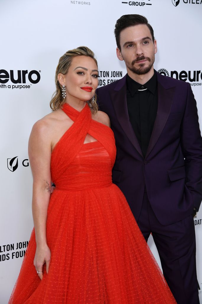 Hilary Duff and Matthew Koma attend the Elton John AIDS Foundation's 31st Annual Academy Awards Viewing Party on March 12, 2023 in West Hollywood, California.