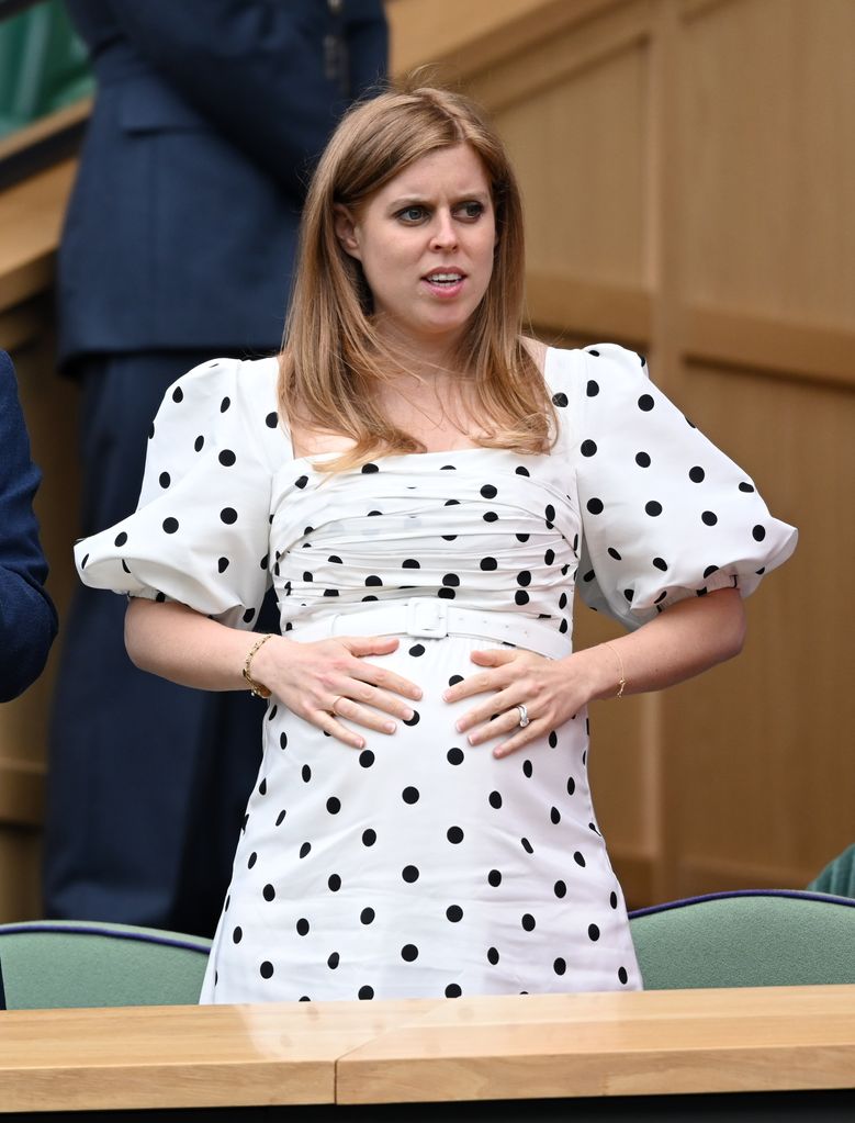 Princess Beatrice  of York attends day 10 of the Wimbledon Tennis Championships at the All England Lawn Tennis and Croquet Club on July 08, 2021 in London, England. (Photo by Karwai Tang/WireImage)