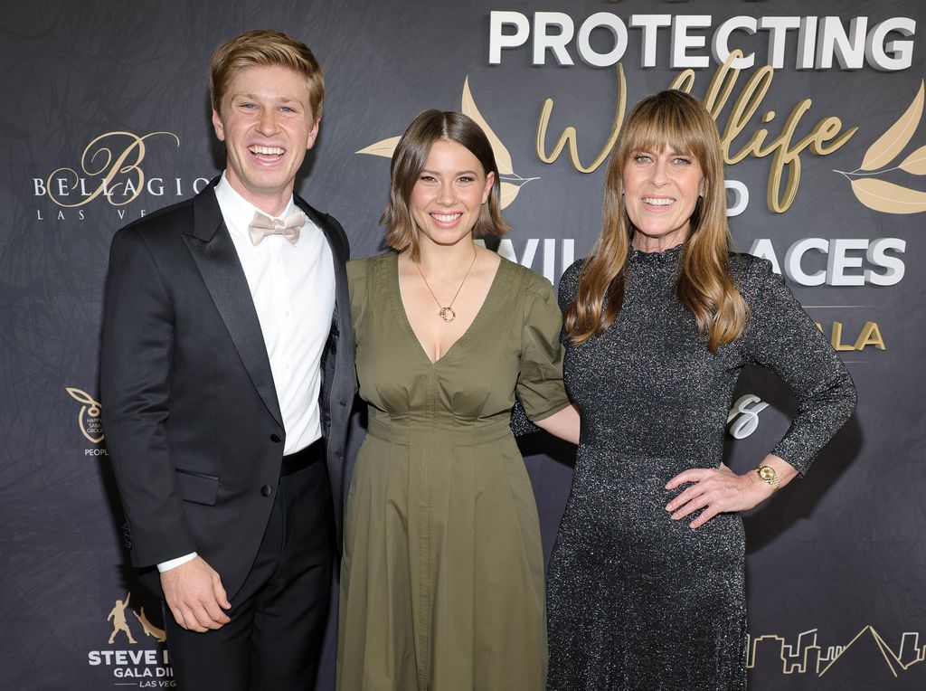 Robert Irwin, Bindi Irwin and Terri Irwin attend the Steve Irwin gala to support the Wildlife Warriors conservationist organization at Bellagio Resort & Casino on May 11, 2024 in Las Vegas, Nevada