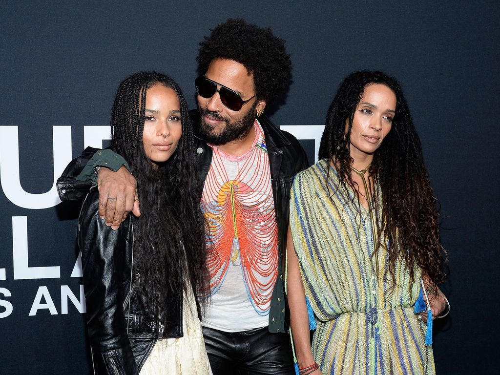 Zoe Kravitz, Lenny Kravitz and Lisa Bonet attend the Saint Laurent show 2016