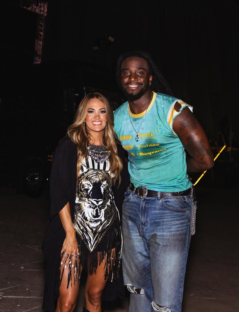 Carrie Underwood and Shaboozey pose for a photo at the Voices of America Country Music Fest in Ohio, shared on Instagram