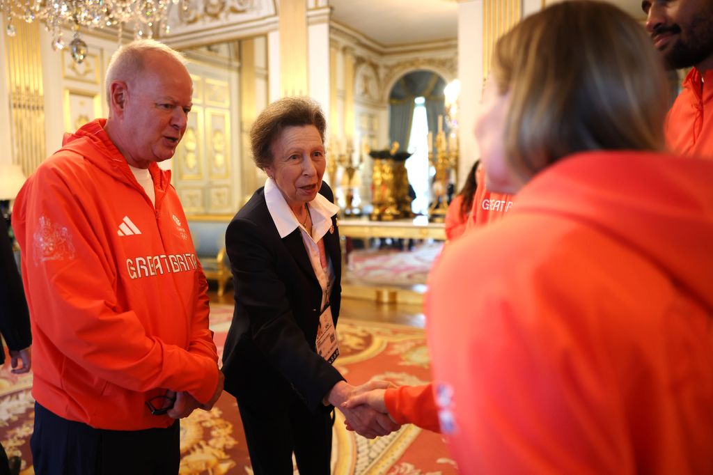 Director of Sports Services Mark England introduces Princess Anne, The Princess Royal to athletes of Team Great Britain