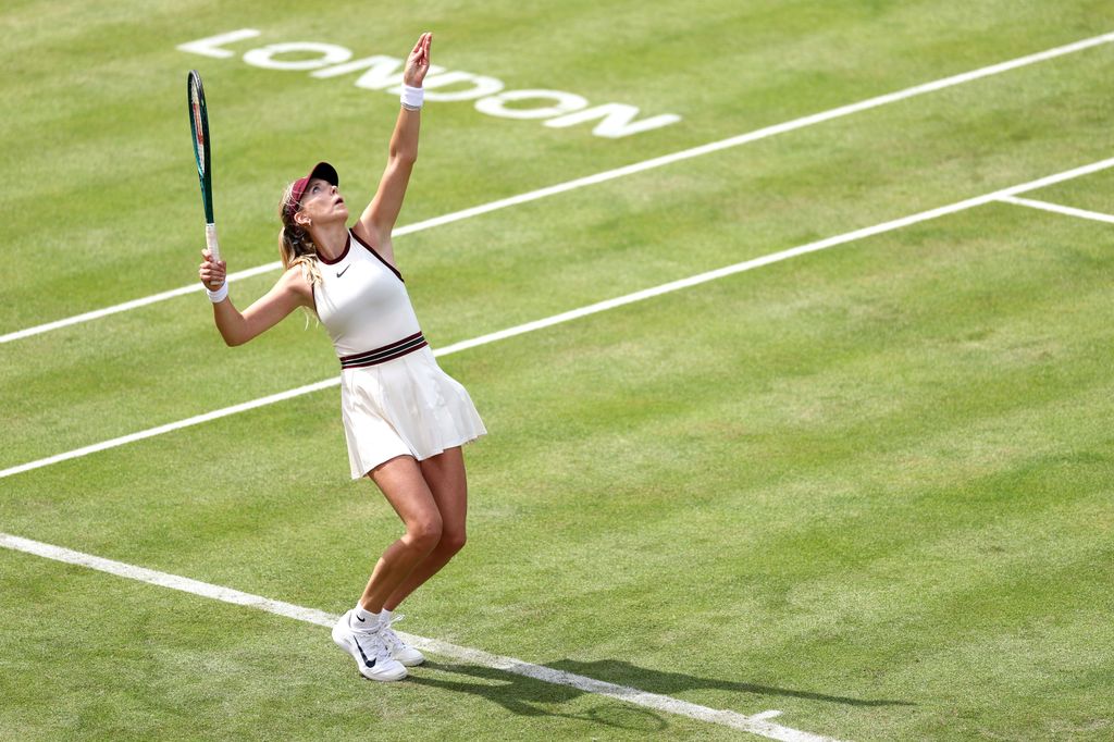 Katie Boulter during the Women's Singles First Round match at The Queen's Club