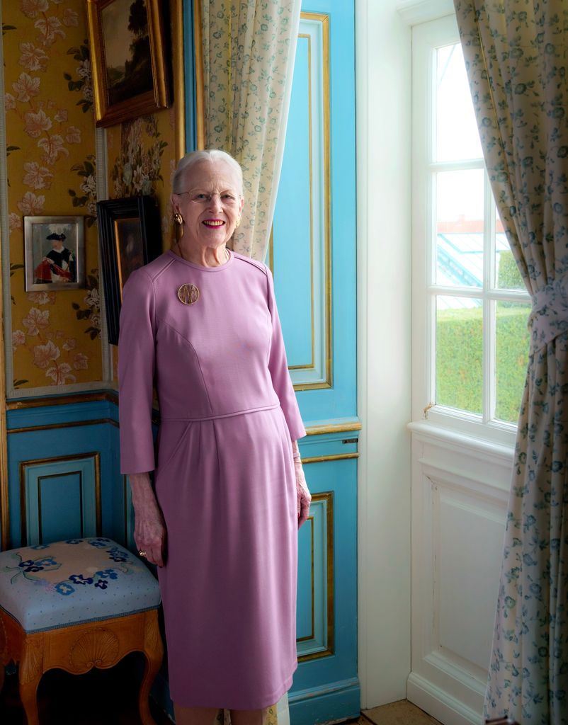 Queen Margrethe wearing a pink dress on her 84th birthday 