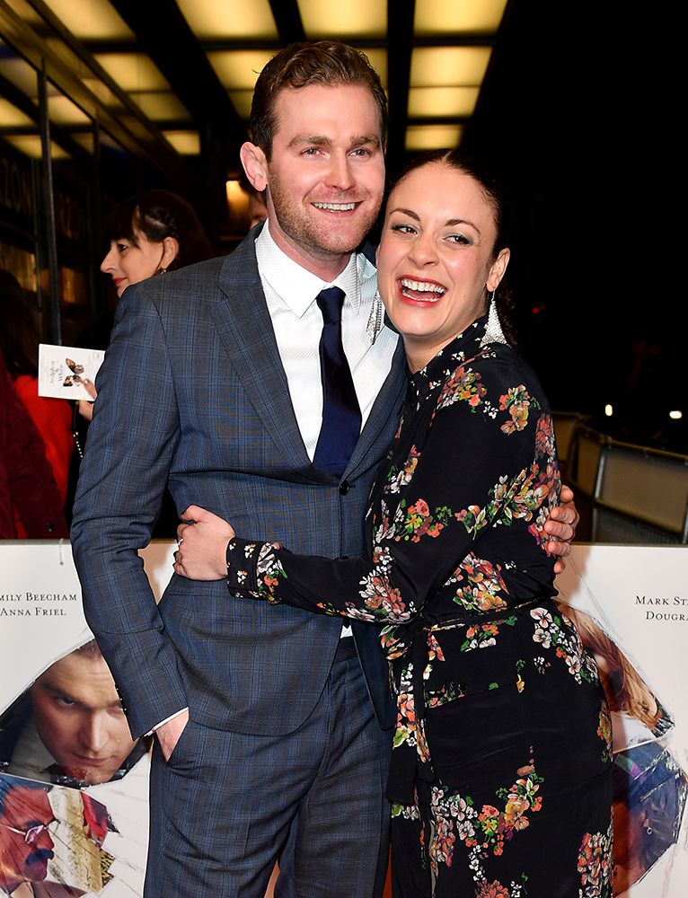Mark Stanley and Rochenda Sandall cuddled up on the red carpet 
