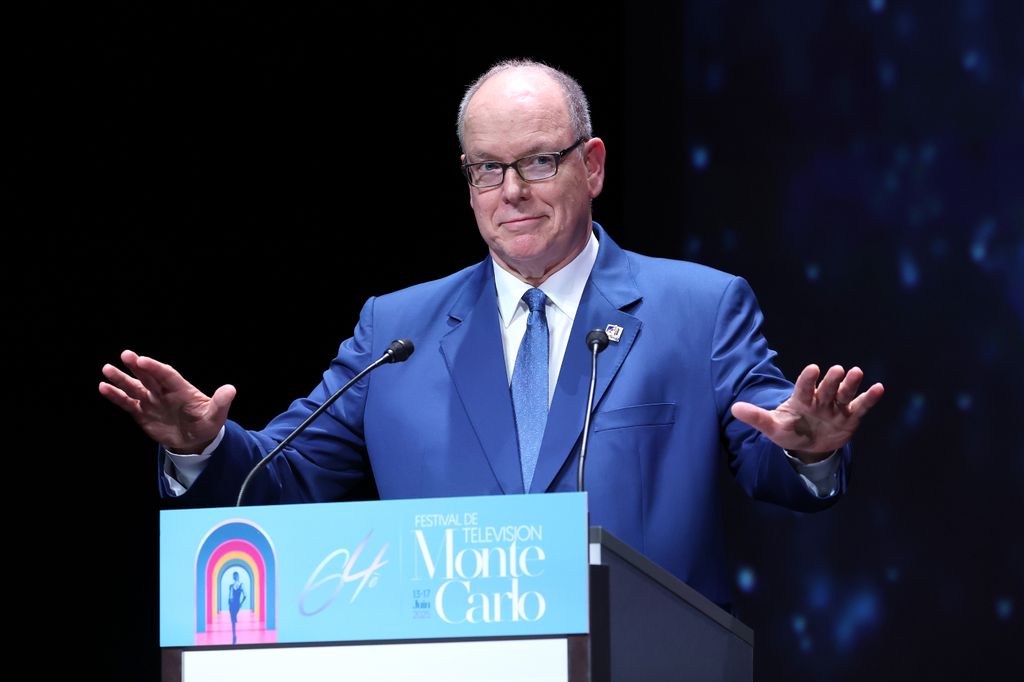 Prince Albert II of Monaco speaks on stage during the Opening Ceremony during the 64th Monte-Carlo Television Festival on June 13, 2025 in Monte-Carlo, Monaco