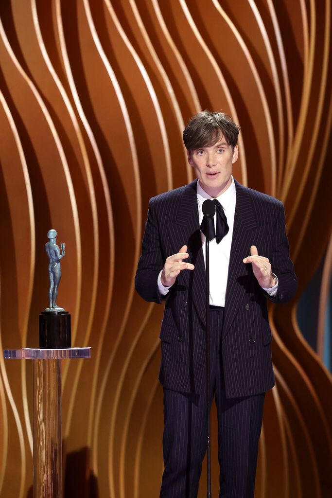 Cillian Murphy accepts the Outstanding Performance by a Male Actor in a Leading Role award for âOppenheimerâ onstage during the 30th Annual Screen Actors Guild Awards at Shrine Auditorium and Expo Hall on February 24, 2024 in Los Angeles, California. (Photo by Matt Winkelmeyer/Getty Images)