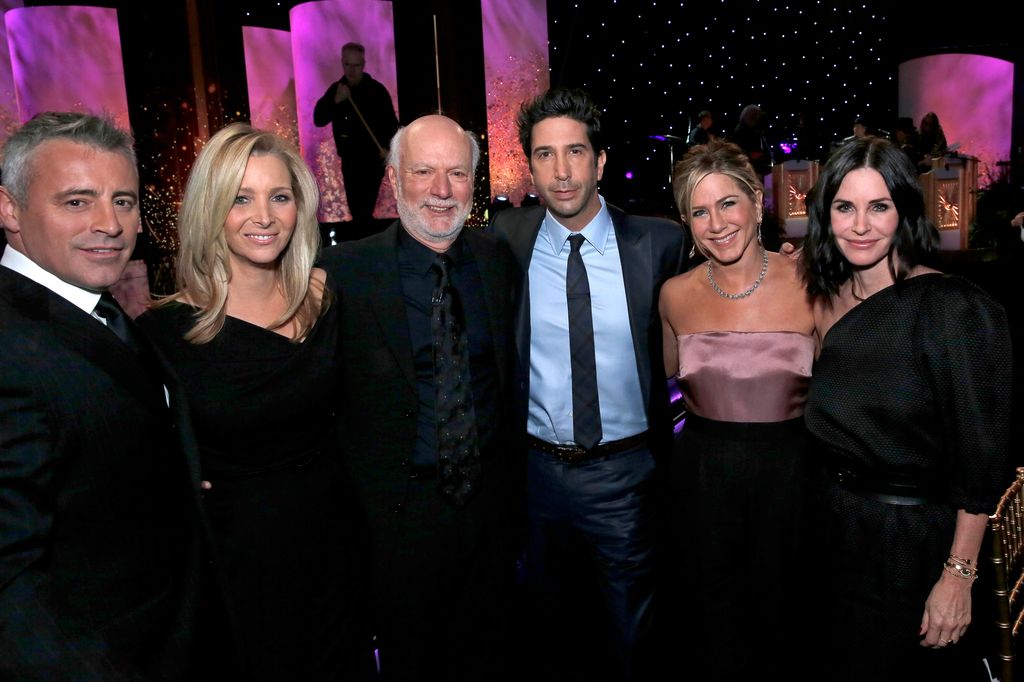 Matt LeBlanc, Lisa Kudrow, James Burrows, David Schwimmer, Jennifer Aniston, Courteney Cox at an An All-Star Tribute to James Burrows in 2016