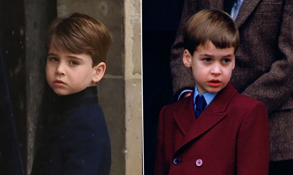 Prince Louis and William looking stern 