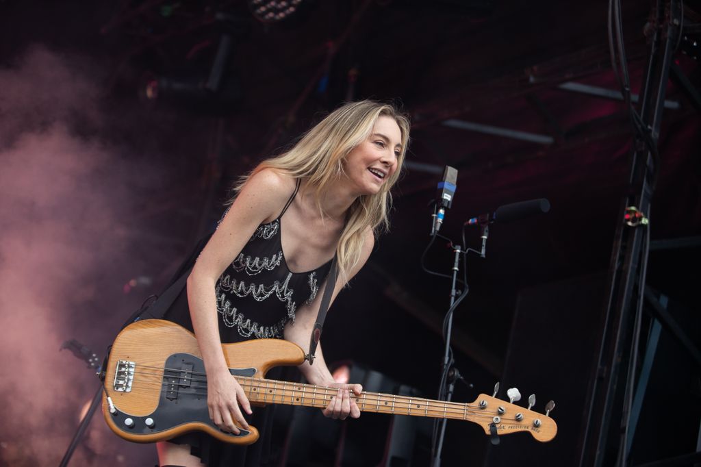 GLASTONBURY, ENGLAND - JUNE 28: (EDITORIAL USE ONLY) Este Haim of Haim performs a secret set during day four of Glastonbury festival 2025 at Worthy Farm, Pilton on June 28, 2025 in Glastonbury, England. Established by Michael Eavis in 1970, Glastonbury has grown into the UK's largest music festival, drawing over 200,000 fans to enjoy performances across more than 100 stages. In 2026, the festival will take a fallow year, a planned pause to allow the Worthy Farm site time to rest and recover. (Photo by Kieran Frost/Redferns)