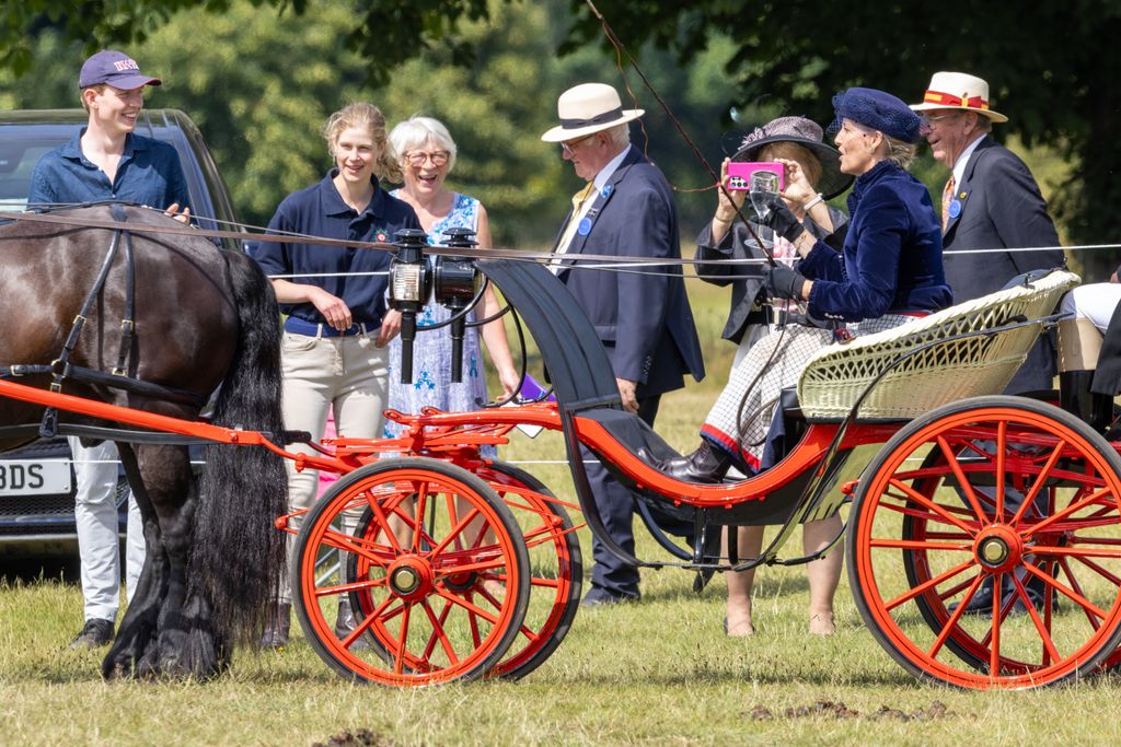 Duchess Sophie calls to Lady Louise and Felix during carriage driving event