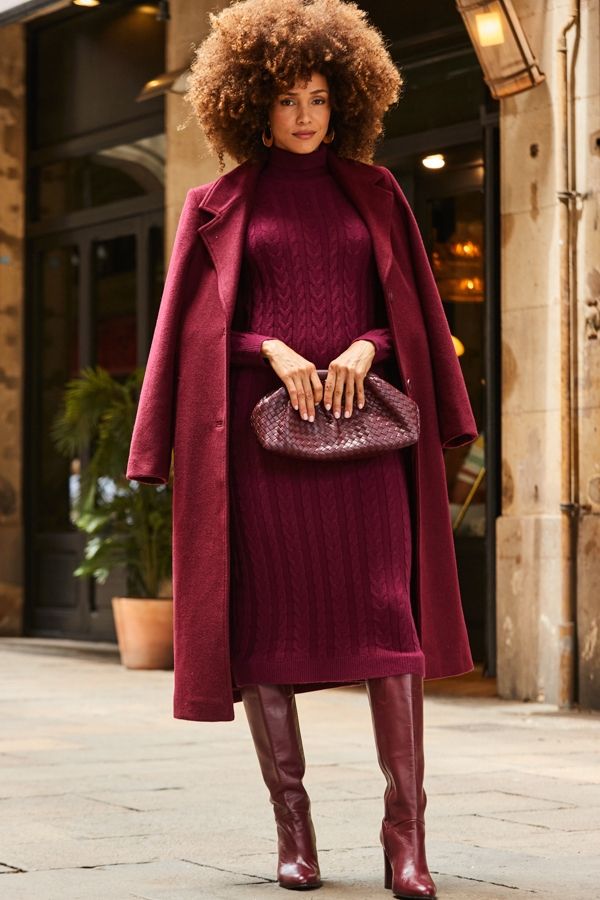 Sosander Long Burgundy Coat