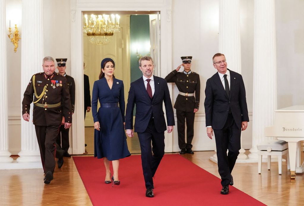 King Frederik and Queen Mary with Latvia's President Edgars Rinkevics