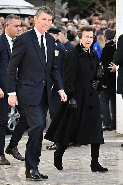 Princess Anne and Vice Admiral Timothy Laurence at King Constantines funeral