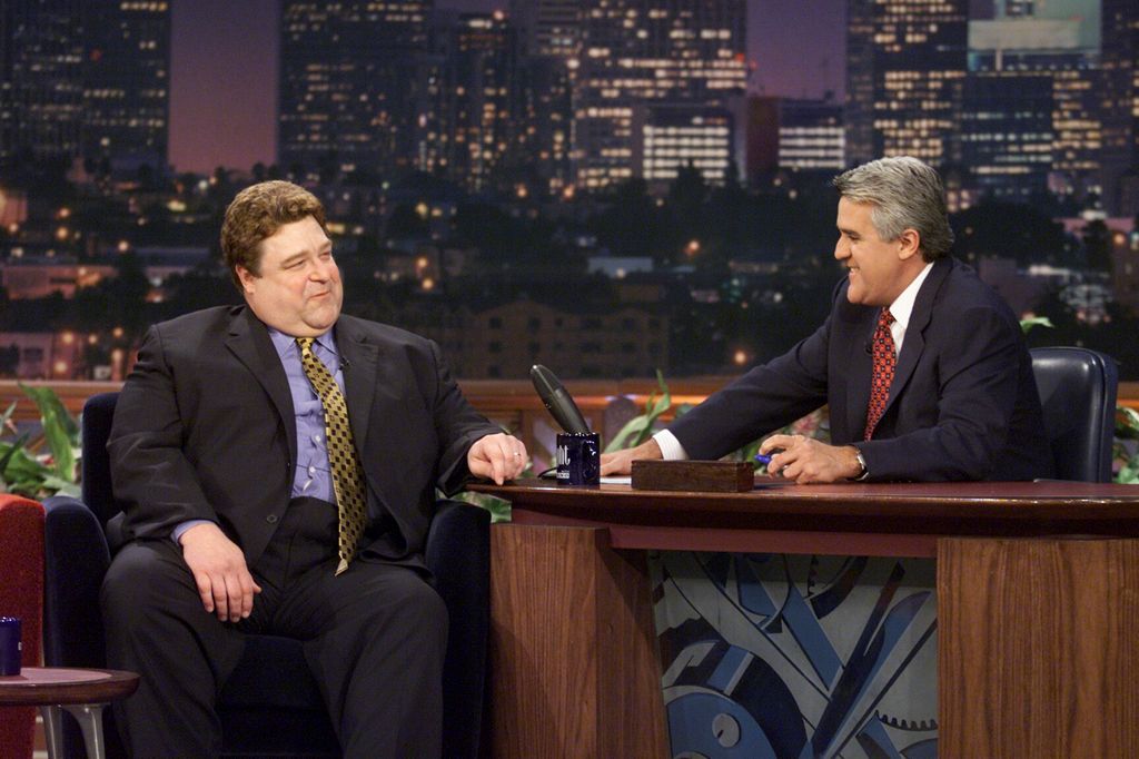 THE TONIGHT SHOW WITH JAY LENO -- Episode 1927 -- Pictured: (l-r) Actor John Goodman during an interview with host Jay Leno on October 24, 2000 -- (Photo by: Paul Drinkwater/NBCU Photo Bank/NBCUniversal via Getty Images via Getty Images)