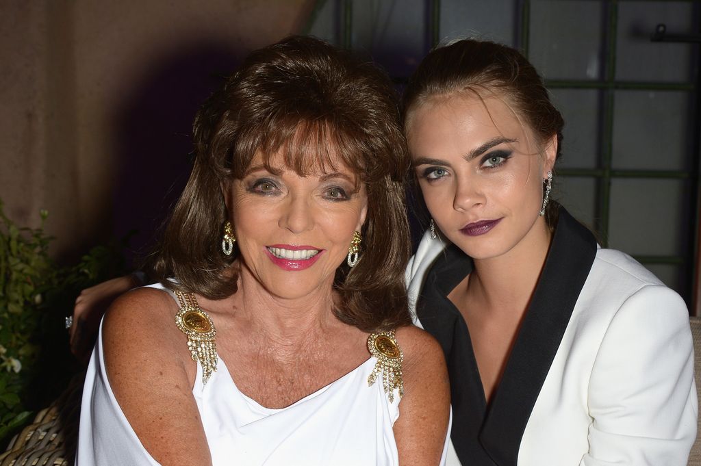 Joan Collins and Cara Delevingne attend the Leonardo Dicaprio Gala in 2014