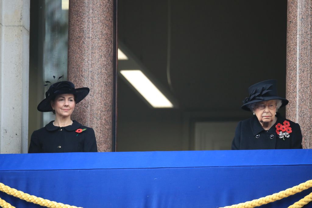 Susan Rhodes and Queen Elizabeth II on Remembrance Sunday