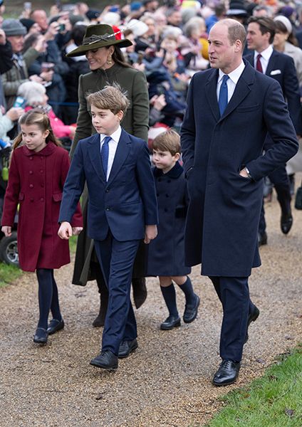 prince and princess of wales and children christmas day service 2022