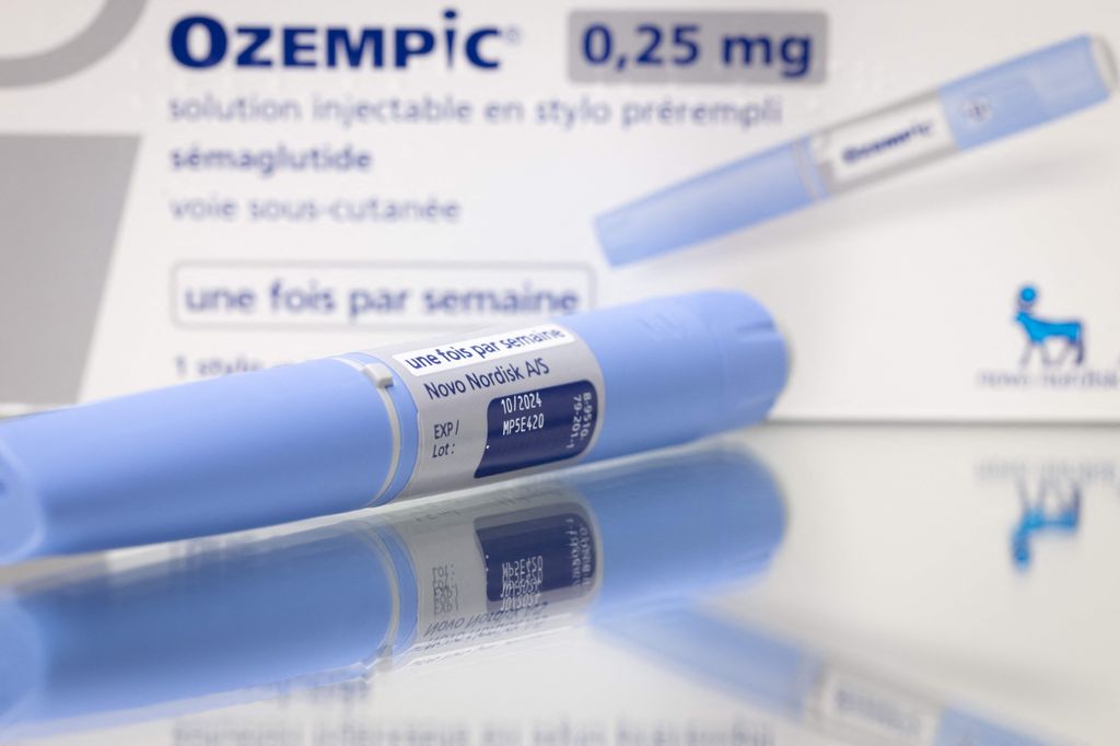 This photograph taken on February 23, 2023, in Paris, shows the anti-diabetic medication "Ozempic" (semaglutide) made by Danish pharmaceutical company "Novo Nordisk"