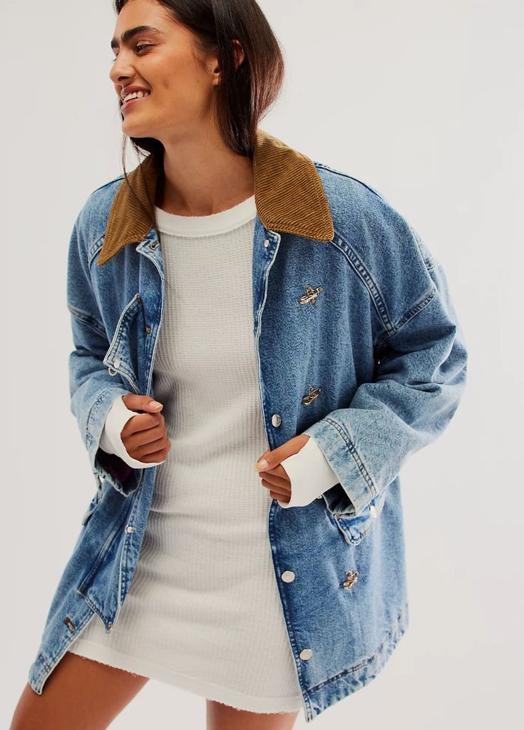 Denim blue barn jacket from free people
