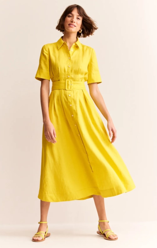 boden yellow shirt dress 