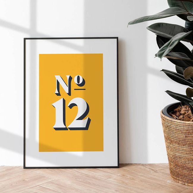 original_personalised house number colourful unframed wall art