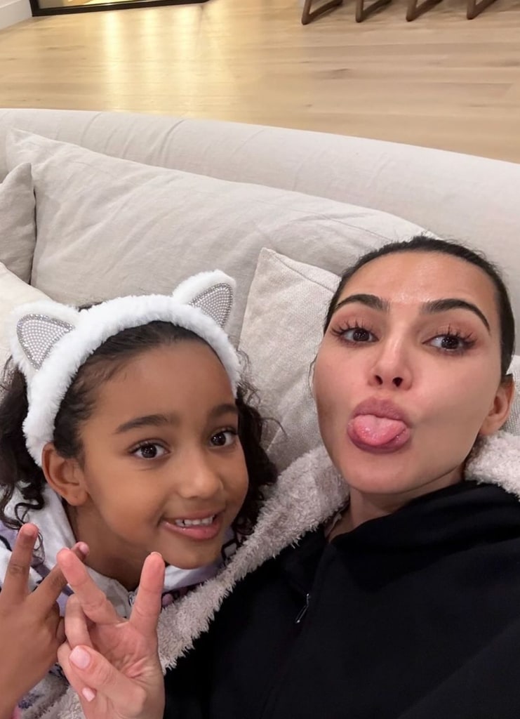 Selfie shared by Kim Kardashian on Instagram November 2024 featuring her youngest daughter Chicago