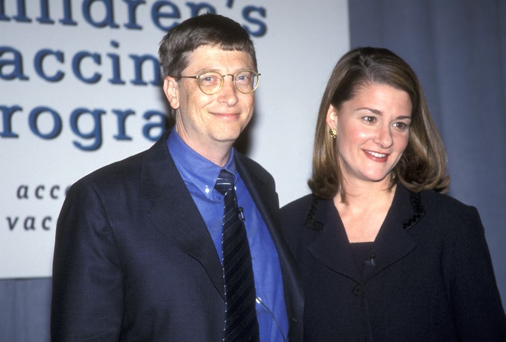 Business mogul Bill Gates and wife Melinda Gates donate $100 Million Dollar Check to the Program for Appropriate Technology in Health on December 2, 1998 at The Waldorf-Astoria Hotel in New York City