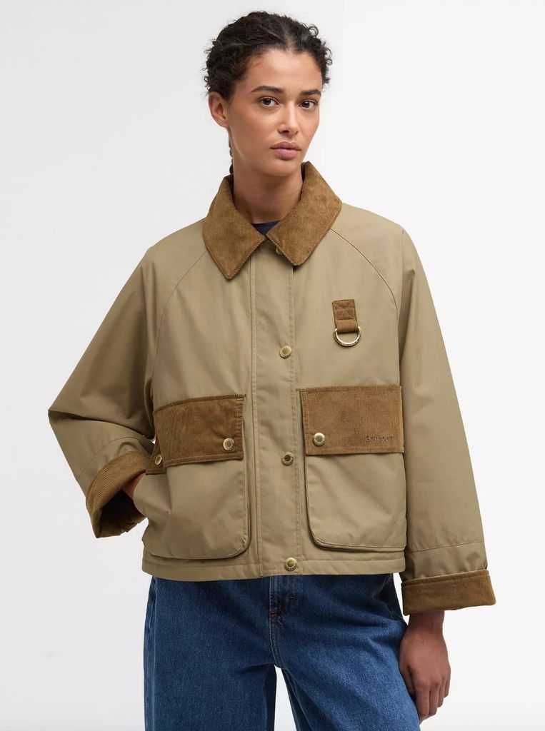 Barbour Phoebe Collared Cropped Oversized Jacket