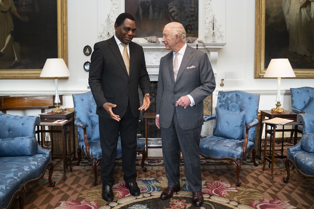 King Charles III holds an audience with the President of the Republic of Zambia, Hakainde Hichilema, at Dumfries House on 2 October 2025