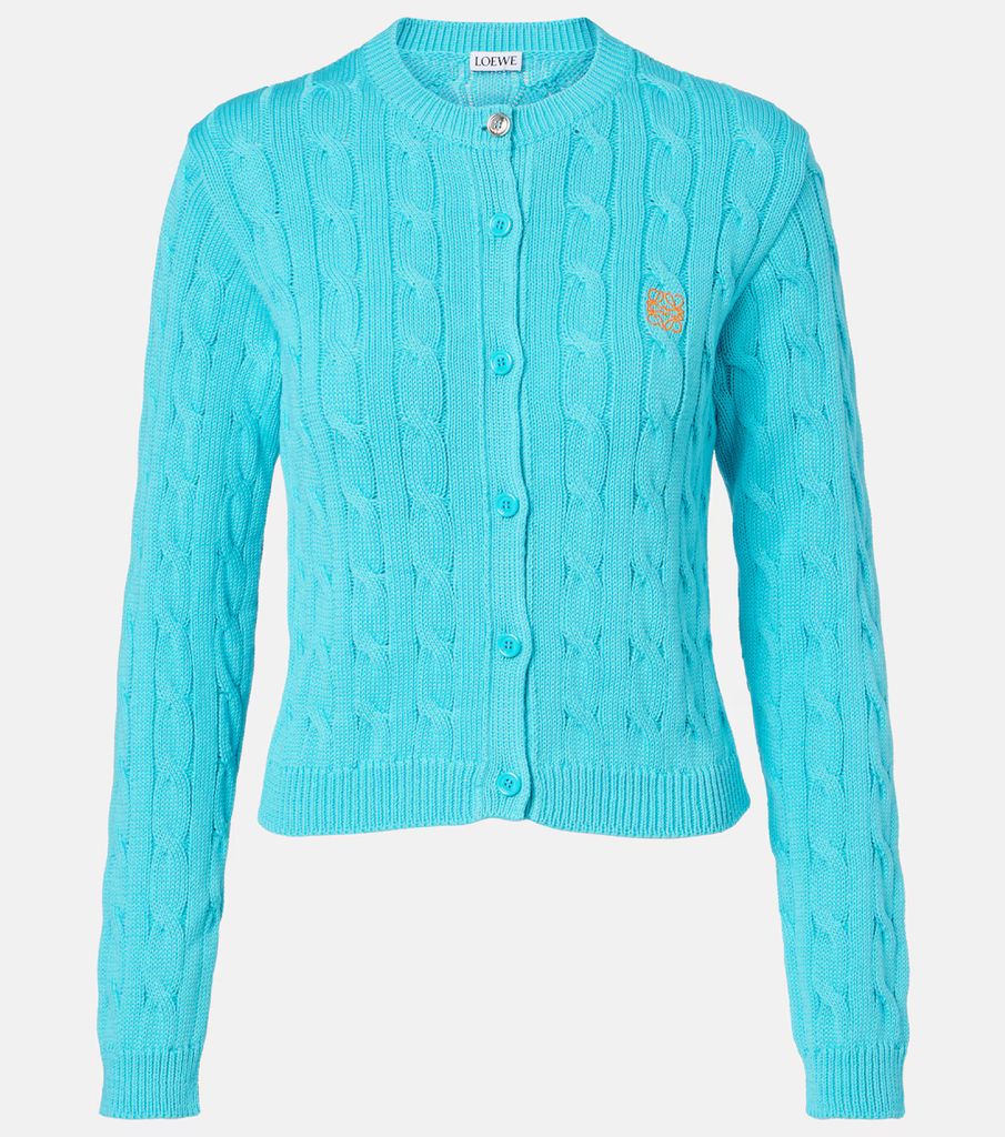 Anagram cable-knit cotton cardigan by loewe
