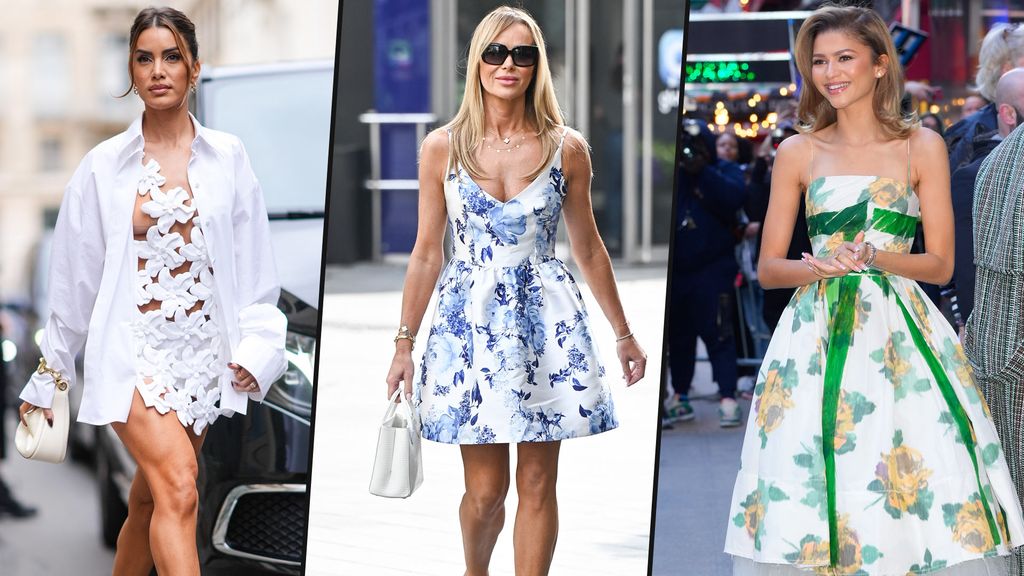 Celebrities looking fab in florals: Right left to right - Camila Coelho, Amanda Holden and Zendaya