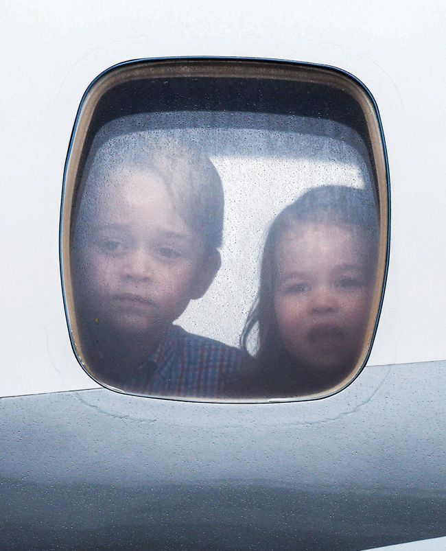 prince george and princess charlotte in airplane