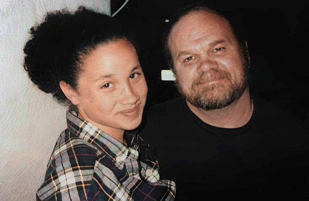 A teenage Meghan Markle with dad Thomas Markle