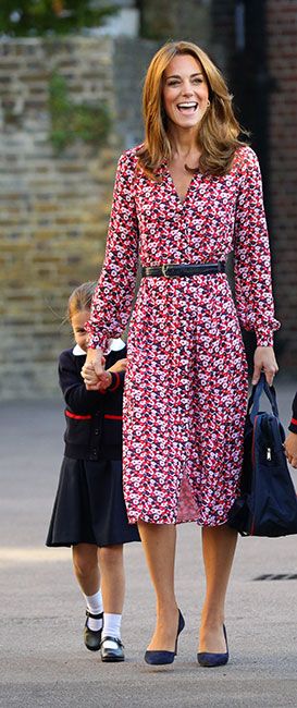 Kate Middleton arrives with Princess Charlotte