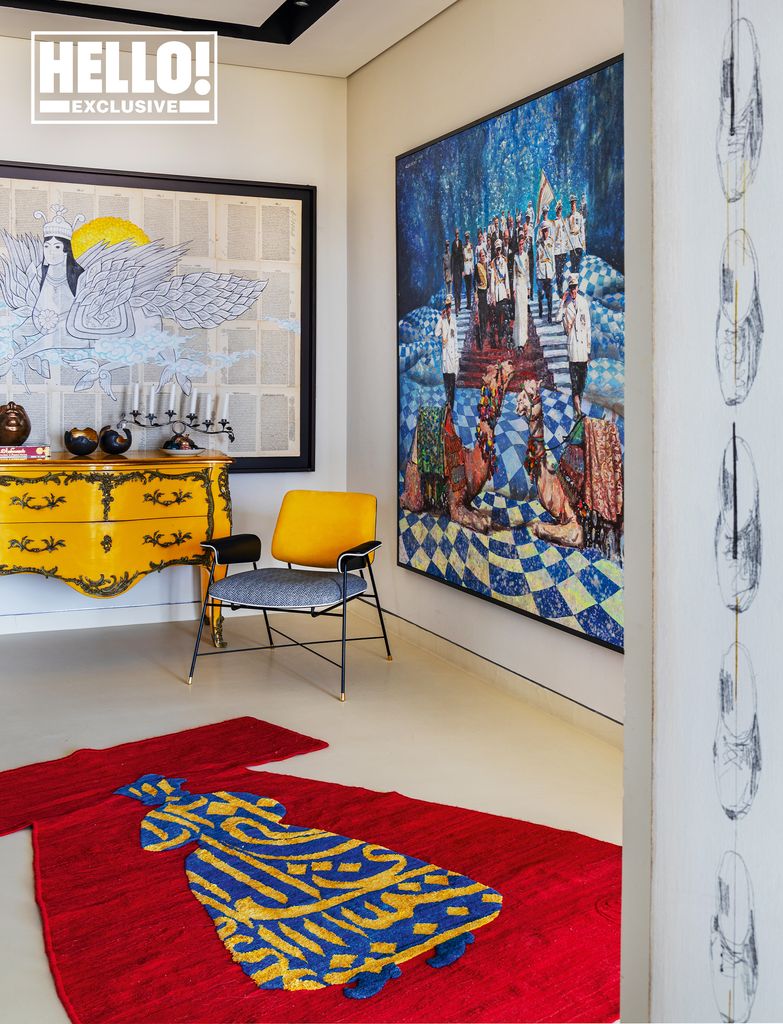 Mana Jalalian's rug and dresser at art-filled Dubai apartment 