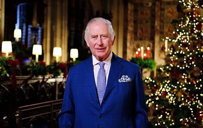 King Charles pictured during his first Christmas speech