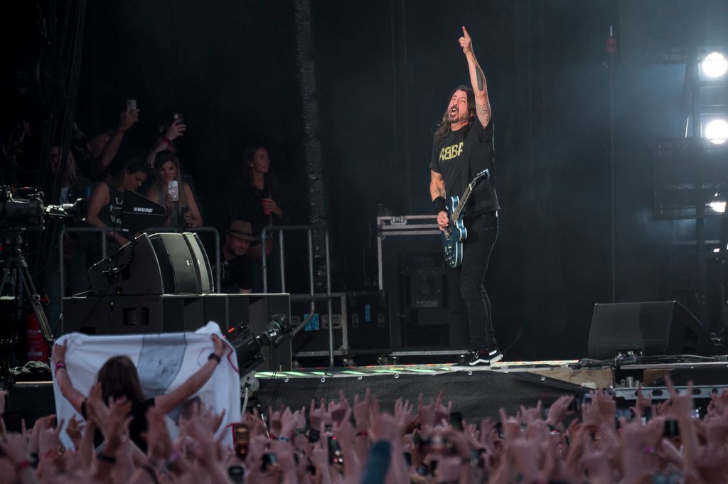 Dave Grohl on stage at Rock in the Park