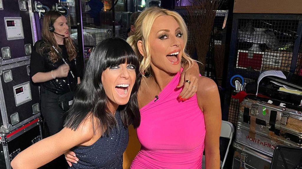 Tess Daly and Claudia Winkleman pose for a photo backstage