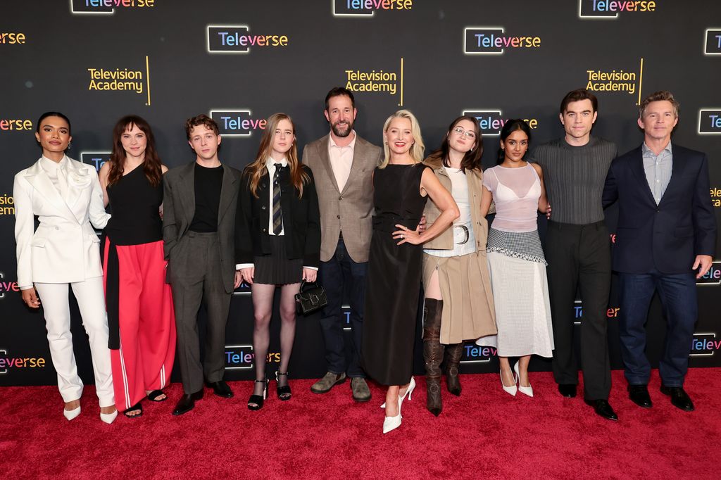 (L-R) Supriya Ganesh, Fiona Dourif, Gerran Howell, Taylor Dearden, Noah Wyle, Katherine LaNasa, Isa Briones, Shabana Azeez, Patrick Ball and Shawn Hatosy of "The Pitt" attend the TV Academy's Inaugural Televerse Festival