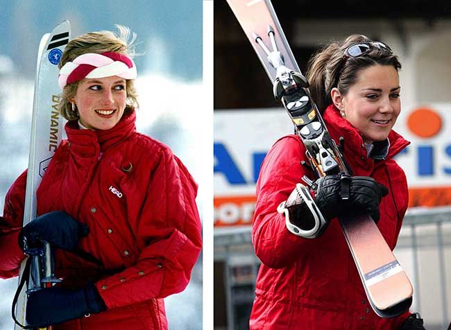 kate middleton and princess diana skiing