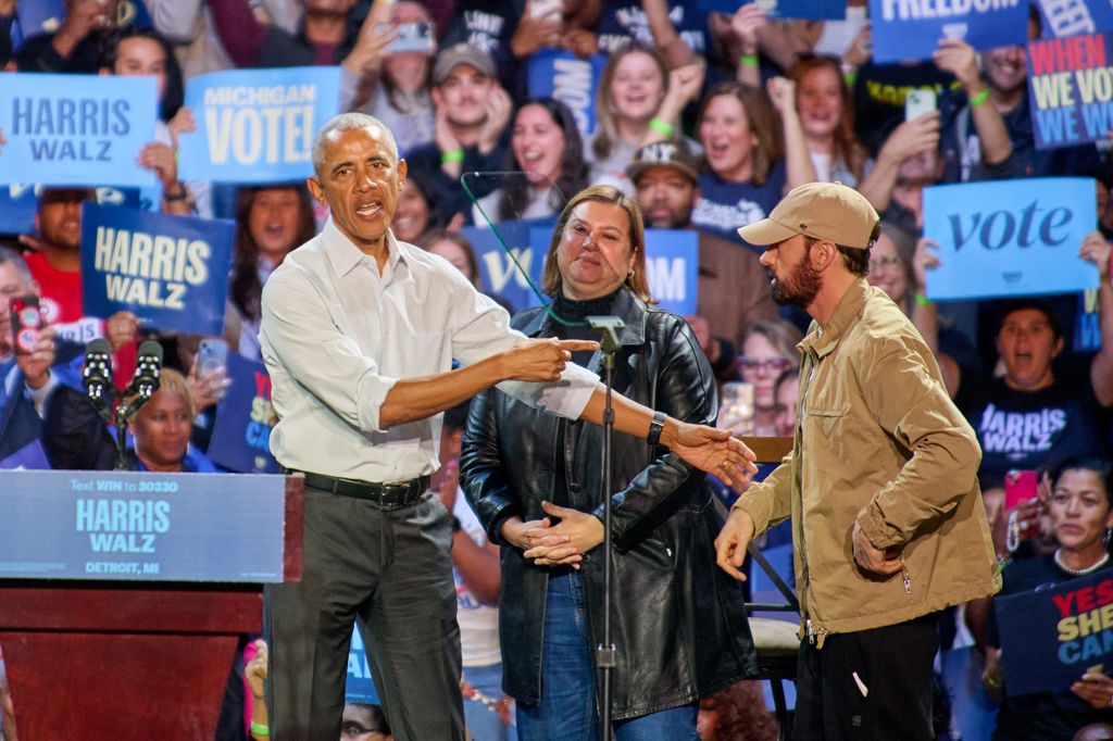 Eminem introduced former president Barack Obama during a rally to supporters of Vice President Kamala Harris