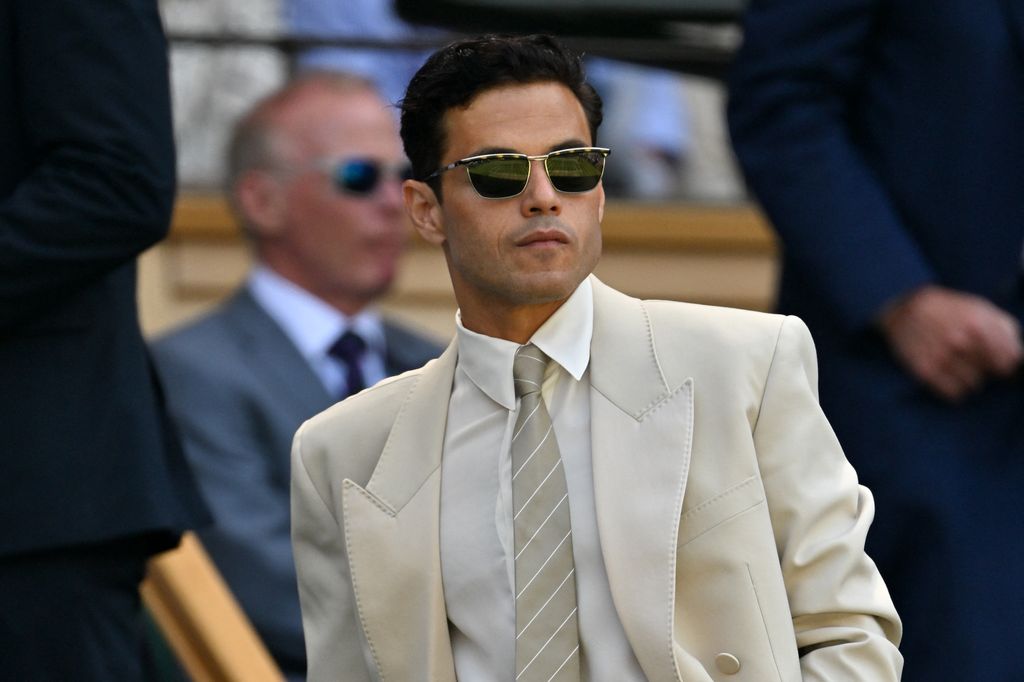 US actor Rami Malek arrives in the Royal Box on Centre Court