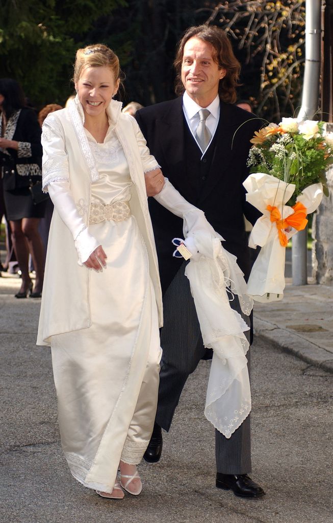 Princess Kalina with her husband on their wedding day