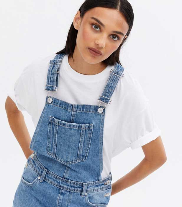blue denim relaxed fit dungarees
